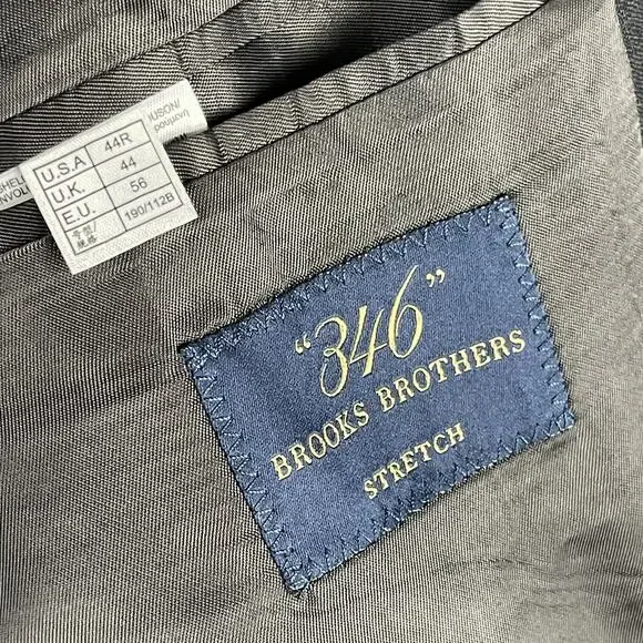 Brooks Brothers 346 Stretch Wool 2 Piece Suit Gray Striped Blazer 44R Pant 35x31